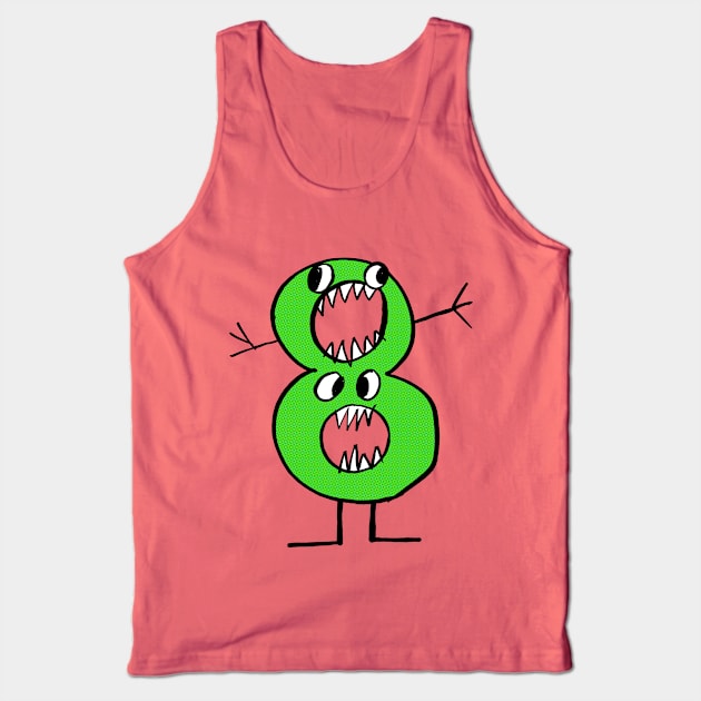 Monster Number 8 in very green - happy eighth birthday! Tank Top by heyK